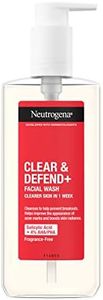 Neutrogena Clear & Defend+ Face Wash (1x 200ml), Purifying Facial Wash for Acne-Prone Skin with Salicylic Acid and AHA/PHA, Fragrance-Free Face Wash for Spot-Prone Skin to Help Prevent Breakouts