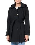 LONDON FOG Women's Single Breasted Trench Coat, Black, Medium