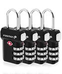 Fosmon TSA Accepted Luggage Locks, (4 Pack) Open Alert Indicator 3 Digit Combination Padlock Codes with Alloy Body and Release Button for Travel Bag, Suit Case & Luggage - Black