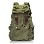 DRF Vintage Canvas Backpack Laptop Daypack 14" for Men College BG04 (Green)