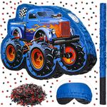 Fulmoon Small 3D Truck Piñata 16 Inch Monster Truck Piñata Construction Piñata with Stick Blindfold Confetti Boys Birthday Party Supplies for Birthday Mexican Party Decorations Carnival Events (Cool)