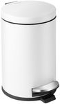 Cesun 1.2 Gallons Small Trash Can with Lid, White Bathroom Garbage Can with Foot Pedal, Mini Round Wastebasket for Bathroom, Bedroom, Office, 4.5 Liters / 1.2 Gallons, White