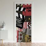 Loussiesd Popcorn Closet Door Cover Curtain Movie Theater Door Curtain Doorway Privacy Cinema Poster Darkening Blackout Curtain Rustic Wooden 150x203cm 1 Panel