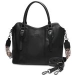 Hobo Bags for Women,VASCHY Vegan Leather Top Handle Satchel Shoulder Purse Handbag Purse with Crossbody Guitar Strap Black