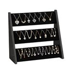 Miratino Necklace Organizer, 3-Tier Necklace Display Stands for Selling with Velvet, Wood Necklace Holder Jewelry Organizer Stand, Jewelry Display Stand for 72 Necklaces Bracelets (Black)