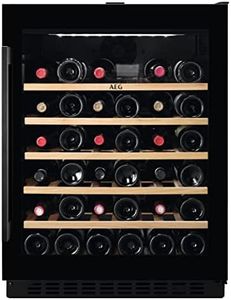 AEG 5000 Series Built-In Wine Cabinet, AWUS052B5B, 82 cm, 145 L Capacity, Under Counter Wine Cooler With Extendable Wooden Shelves, Integrated Wine Fridge, LED Display