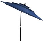 Tangkula 10 Ft 3 Tier Auto-tilt Patio Umbrella, Outdoor Umbrella W/Double Vented, Market Table Tilt Umbrella with Crank, Outdoor Aluminum Umbrella for Market, Backyard, Pool, Garden