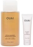 OUAI Detox Shampoo Full Size & Anti-Frizz Crème Deluxe - Clarifying Cleanser & Styling Cream, Apple Cider Vinegar, Keratin, Jackfruit & Beetroot - Frizz Control, Heat Protection, 10 oz + 1 oz, 2 Count