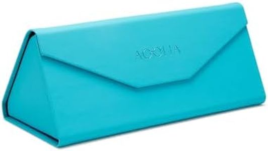 AOOLIA Foldable Triangle Eyeglasses Case, Men Women Leather Magnetic Clamshell Sunglasses Glasses Protection Case (Blue)