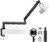CAHAYA Mic Stand Boom Arm - Low Profile Adjustable Microphone Arm Stand with 3.5" Extension Pole Desk Clamp Screw Adapter for Streaming Gaming Black