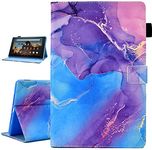 AUSMIX Case for Amazon Fire HD 10 Tablet (9th Generation 2019, 7th Generation 2017), PU Leather Stand Cover Protective Case with Auto Wake/Sleep for 10.1 inch Fire 10 Case,Purple Blue Marble