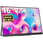 Upperizon Portable Monitor 16Inch 2.5K 2560X1600 16:10 100% sRGB Travel Monitor HDMI USB-C Portable Monitor for Laptop PC Surface Xbox Switch PS5 with Kickstand VESA