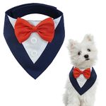 Kuoser Dog Tuxedo,Formal Dog Wedding Bandana Dog Collar with Bow Tie Dog Birthday Costume Adjustable Pet Party Tux Dog Wedding Attire,Dog Valentines Outfit Cosplay for Small Medium Large Pets