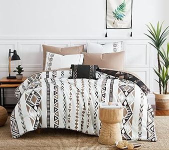 Geniospin Queen Comforter Set, Boho Aztec Comforter Set 8 Pieces, All Season Reversible Bed in A Bag, Soft Microfiber Fill Bedding, Lightweight, Warm and Breathable (Brown, 90"x90")