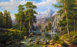 YEESAM Art Paint by Number Kits for Adults Kids - Mountains and Waterfall 16x20 inch Linen Canvas (with Frame)