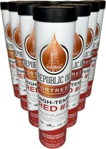 Republic Oil Red High Temp #2 Grease 10x14oz Lithium Complex Multi-Purpose |Chassis | Wheel Bearings| Tacky | EP2 | Extreme Pressure | 5th Wheels | Agrilculture | Construction