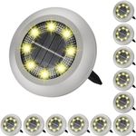 AMUFER 12 Pack Solar Ground Lights, 2024 Upgraded Solar Lights Outdoor Garden, Disk Lights Decking Lights Solar Ground Lights for Lawn Pathway Yard Landscape Walkway(Warm White)