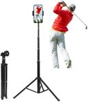 YKI Golf Tripod Selfie Stick, Golf Swing Analyzer Holder, Golf Phone Camera Holder Stand, Golf Tripod Phone Holder for Golf Swing Training Aid, Golf Tripod Stand for Smartphone & Camera