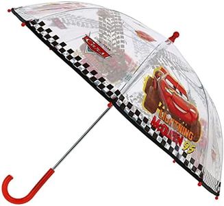 Disney Parapluie Canne McQueen Cars | Rouge & Transparent | Parapluie Enfant