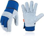 Vgo... Gardening Gloves Cowhide, Work Gloves Thornproof Utility for Yard Trucker Delivery Garden with Strong Grip,1Pair