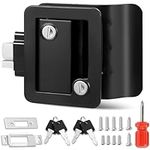 RV Travel Trailer Entry Door Lock with Paddle Deadbolt, Polar Black Camper Door Latch Handle with Keys RV Door Lock Replacement, RV Security Kit for Camper Horse Trailer Cargo Hauler