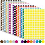 3600 Pcs Sticky Coloured Dots, 10mm Coloured Dot Stickers Self Adhesive, 15 Colours Dot Stickers Assorted Colours for Colour Coding Calendar Organising(15 Sheets)