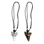 Shark Tooth Necklace Adjustable Cord Resin Pendant Shark Teeth Necklace for Men Cool Beach Surfer Necklace, Resin, No Gemstone