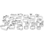 Amazon Basics Biscuit Cutter Set Pack of 25, Silver, Variety Shaped, 4 cm to 9 cm