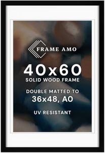 Frame Amo 40x60 Oversized Black Poster Frame, A0 and 36x48 Mats, Wood