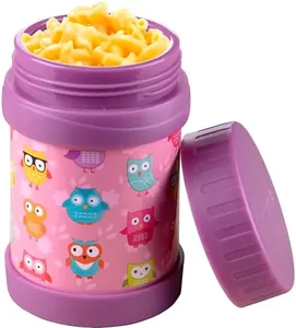 Bentology 13oz Stainless Steel Insulated Lunch Jar Thermos for Kids - Owl- Wide Mouth Leak-Proof Storage Jar for Hot/Cold Food, Soups, Liquids - Fits Most Lunch Boxes and Bag - Back to School!