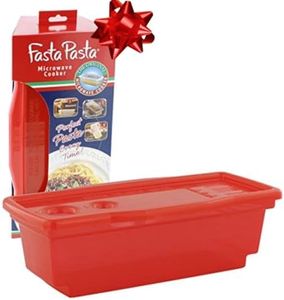 Microwave Pasta Cooker, Uncoated- The Original Fasta Pasta (Red)- Quickly Cooks up to 4 Servings- No Mess, Sticking or Waiting For Boil- Perfect Al Dente Pasta Every Time- For Dorms, Small Kitchens, or Offices