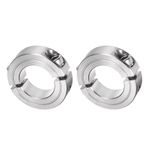 uxcell 2pcs Double Split Clamp-On Shaft Collar for 1" Shaft, Two-Piece Clamping Collar, 1-3/4" OD, 1/2" Width, 304 Stainless Steel Axle Collar Clamp, Set Screw Style