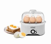 Russell Hobbs REG300-300 Watts Fully Automatic Egg Cooker with Egg Cooking Rack, 2 Poaching Pans and Measuring Cup (White) with 2 Years Manufacturer Warranty