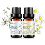 Jasmine & Chamomile Essential Oils - 100% Pure Organic Natural Plant Oils for Diffuser, Aromatherapy, Spa, Massage, Yoga, Perfume, Body - 2x10ML