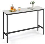 VASAGLE Bar Table, Narrow Long Bar Table, Kitchen Dining Table, High Pub Table, Sturdy Metal Frame, Industrial Design, 15.7 x 55.1 x 35.4 Inches, Rustic White and Ink Black ULBT140B73