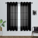 Halloween Gothic Decor Black Sheer Curtains 54 Inches Long for Basement Kitchen Bedroom Window Set 2 Panels Grommet Modern Short Curtains for Small Windows Bathroom Living Room 54 Inch Length