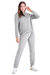 CityComfort Womens Tracksuit Zip Up Velour Sweatsuit Hoodie Joggers 2 Piece Set (Grey, XL)