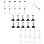 D.Bella 16G Labret Jewelry Tragus Retainer Clear Lip Rings Flexible Acrylic 2.5mm CZ Labret Lip Piercing Jewelry 6mm