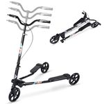 AOODIL 3 Wheel Tri Scooter, Swing Scooter for Kids Ages 8+, Adjustable Height, 200MM Big Wheels, Extra-Wide Deck, Kick Scooter for Boys/Girls/Adults Aged 8+ Years Old