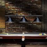 Wellmet Pool Table Lights 1.5M for 2.4-2.7M Table with 3 Metal Shades, Billiard Lamp for Man Cave, Game Room, Kitchen Island Light for Restaurant Or Dining Room, Black