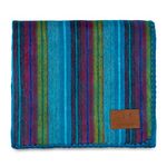 Qisu Alpaca Wool Blanket Throw | Large, Beautiful, Warm, Variegated | 85 x 65 inches | Ultra-Soft, Hypoallergenic and Breathable | Non-Itchy or Scratchy Fabric (Blue Variegated)