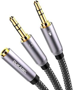 Headset Splitter Cable, DUKABEL Gold-Plated & Strong Braided Y Splitter Audio Cable Separate Microphone Headphone Port Gaming Headset Splitter PC Earphone Adapter VoIP Phone -TopSeries (12inch / 30cm)