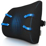 Medipaq 3D Mesh Back Lumbar Support Cushion with Adjustable Elastic Strap - Back Support for Office chair - Lumbar Support Cushion for Car - Back Support Cushion with Air Circulation - Black