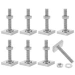 8 Pieces Roof Rack Bolts, Stainless Steel Roof Bolts M6 T Track Adapter Bolt with Nut Washer 20x20mm Square Sliding Blocks for Roof Rack Rail Carrier