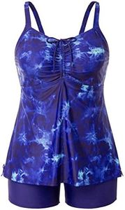 Hanna Nikole Women's Plus Size Paisley Print Tankini Top Bikini Push Up Padded Swimwear Tummy Control 20W