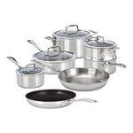 ZWILLING Vista Clad 10 Piece 18/10 Stainless Steel Cookware Set with Bonus Non-Stick Frypan