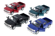 2014 Chevy Silverado Pick-up Truck, SET OF 4 - Kinsmart 5381D - 1/46 Scale Diecast Model Toy Cars