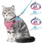 Brifit Cat Harness and Leash, Soft Mesh Escape-Proof Cat Harness and Leash Set for Walking, Adjustable Reflective Pet Vest Harness for Daily Use, Night Safe Pet Harness for Small Cats (XS Pink)