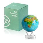 MOVA Globe - Ocean Blue Relief Prestige (8.5") | Solar-Powered Rotating World Globe with Terrain Detail | No Batteries or Cords | Elegant Desk Décor or Educational Gift