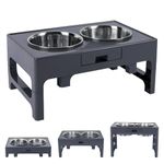 Elevated Dog Bowls, Stainless Steel Raised Dog Bowl with Adjustable Stand, Double Dog Food and Water Bowl for Medium Large Dogs or Cat, 3 Heights 3.9”, 7.8”, 11.8” (Dark Grey)